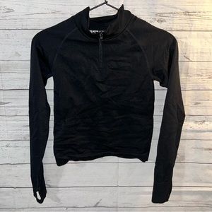 EUC VS PINK Active Black Quarter Zip Long Sleeve Top Size XS